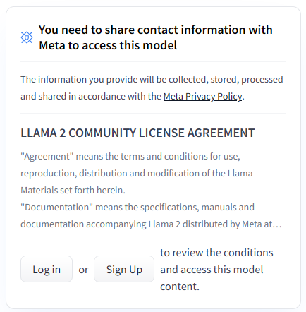 Log in/sign up to share contact information and agree with community license agreement to get access to Llama-2